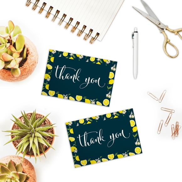 25 Pack Thank you Cards Lemons Insert Cards 4x6 - Picture 3 of 5